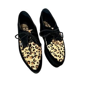 T.U.K. Black and Leopard Eva Pointed 3X Platform Creepers